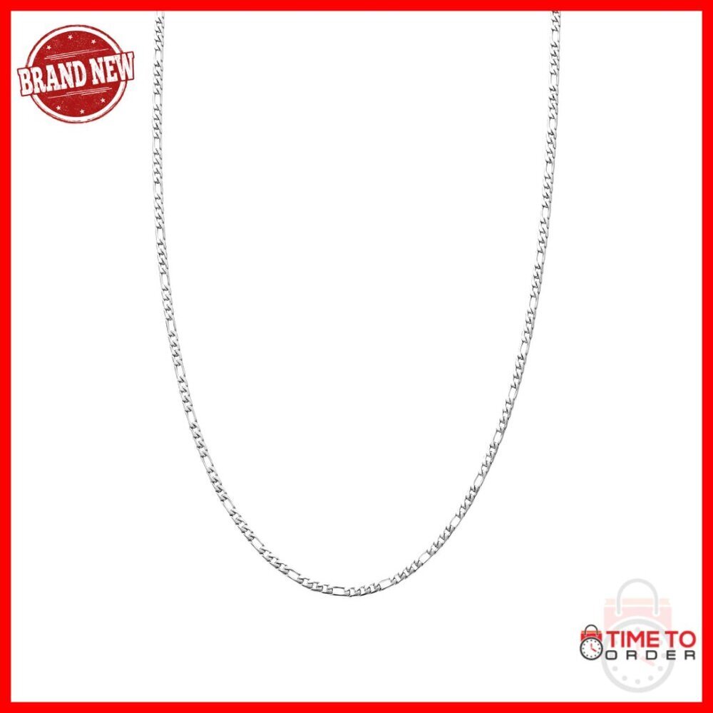 Men's Stainless Steel Figaro Chain Necklace 19.5 Inch Waterproof Hypoallergenic